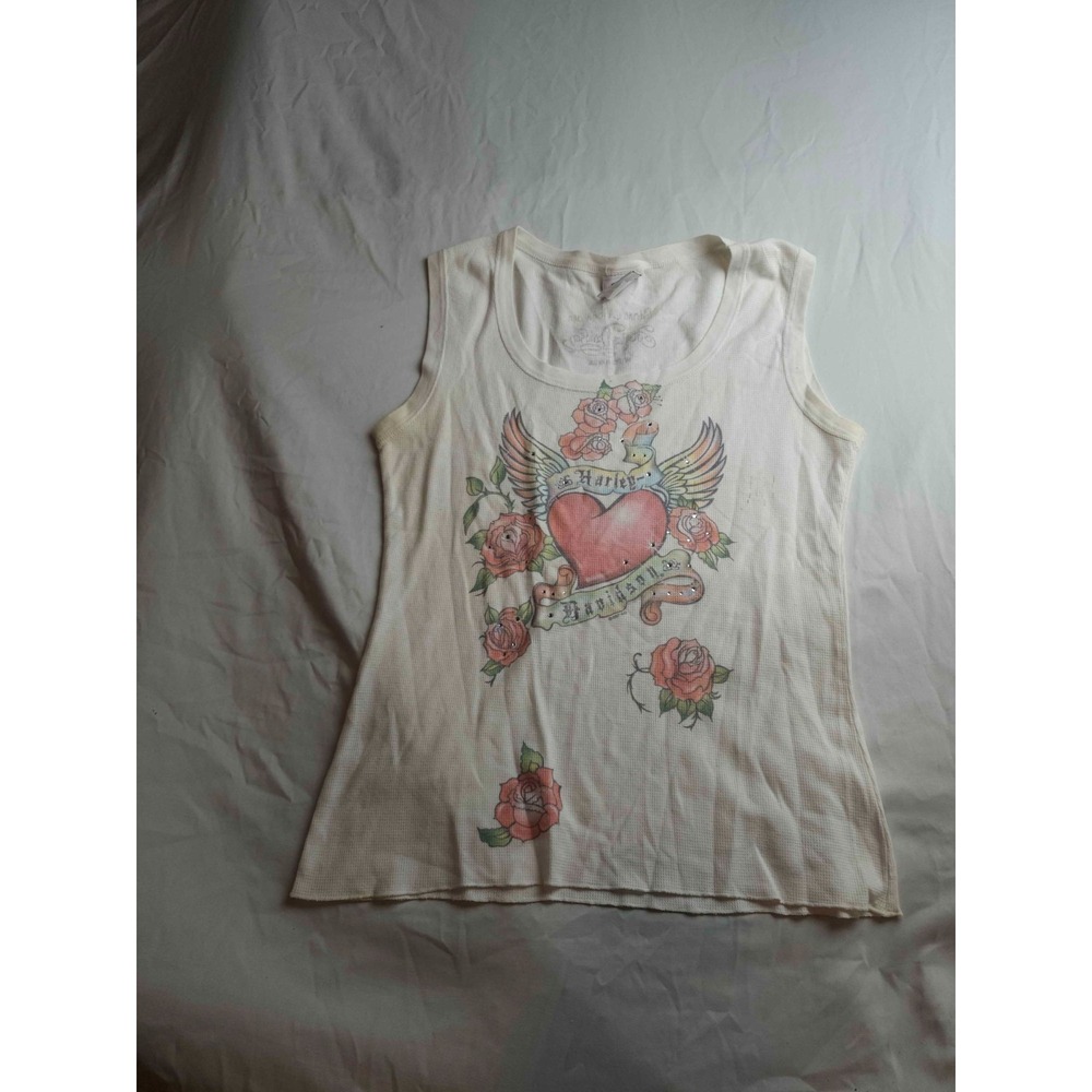 Vtg Y2K Harley-Davidson Tank Top Womens M Mall Goth Indie Sleaze Fairy Grunge